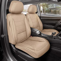 MotorBox Elite Edition Faux Leather Seat Covers for Cars, Trucks, & SUV - 2 Beige Car Seat Covers for Front Seats - Universal Fit Car Accessories Automotive Interior Cover Protector for Most Vehicles
