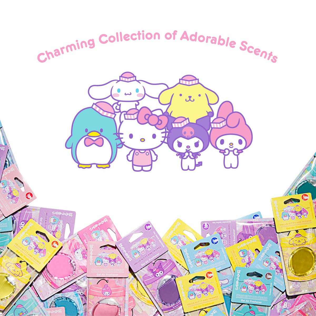 Hello Kitty and Friends Car Air Freshener (Hello Kitty - Tropical Berry Sherbet) Hanging Gel Area Deodorizer, Long-Lasting Car Scents Air Freshener, Cute Automotive Sanrio Accessories Decor, 2-Pack