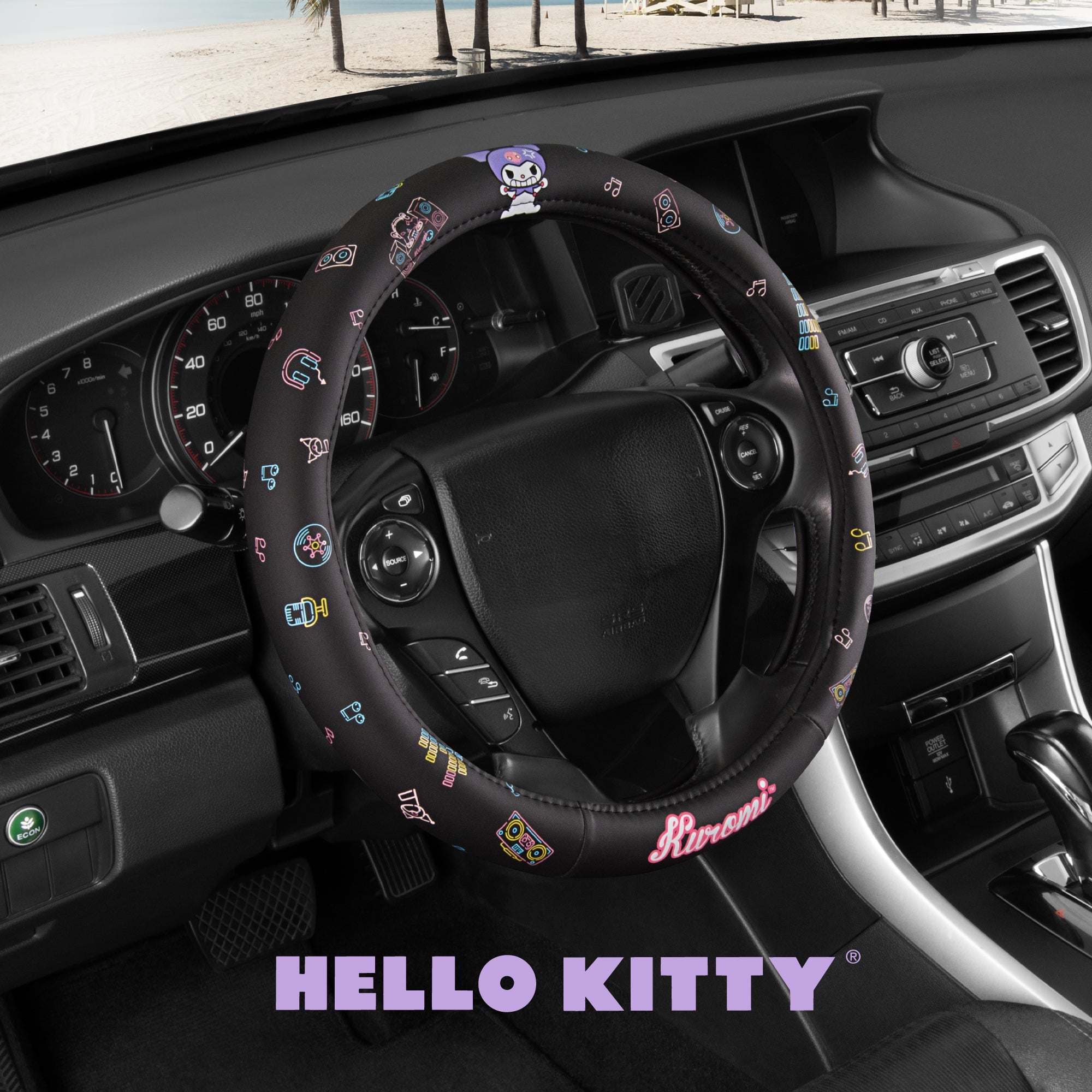Carbella Sanrio Kuromi Neon Party Steering Wheel Cover (Fits 14.5" - 15.5")