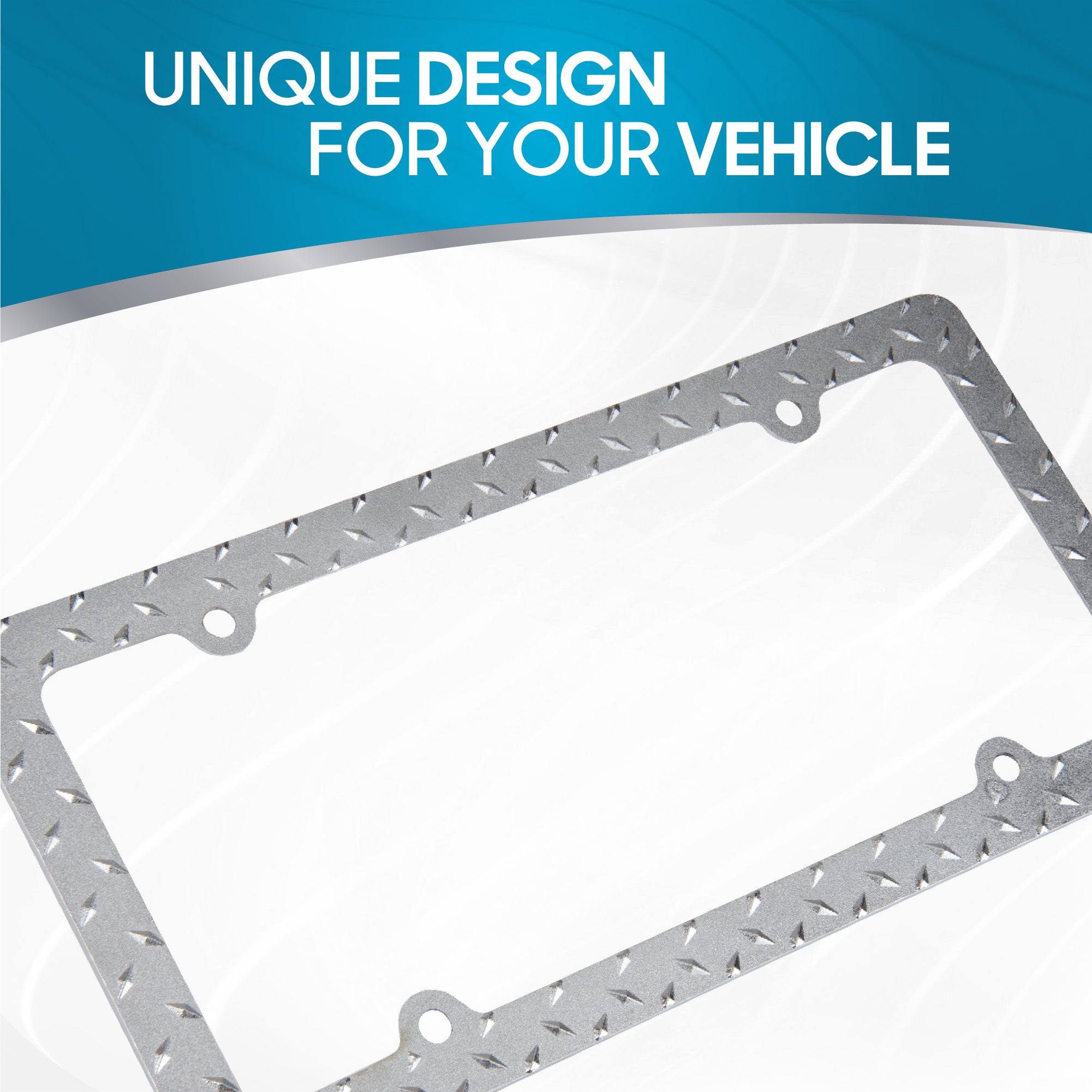 BDK Die-Cast Stainless Metal License Plate Frame/Holder Universal Size - Blank Metal Design (Pack of 2)