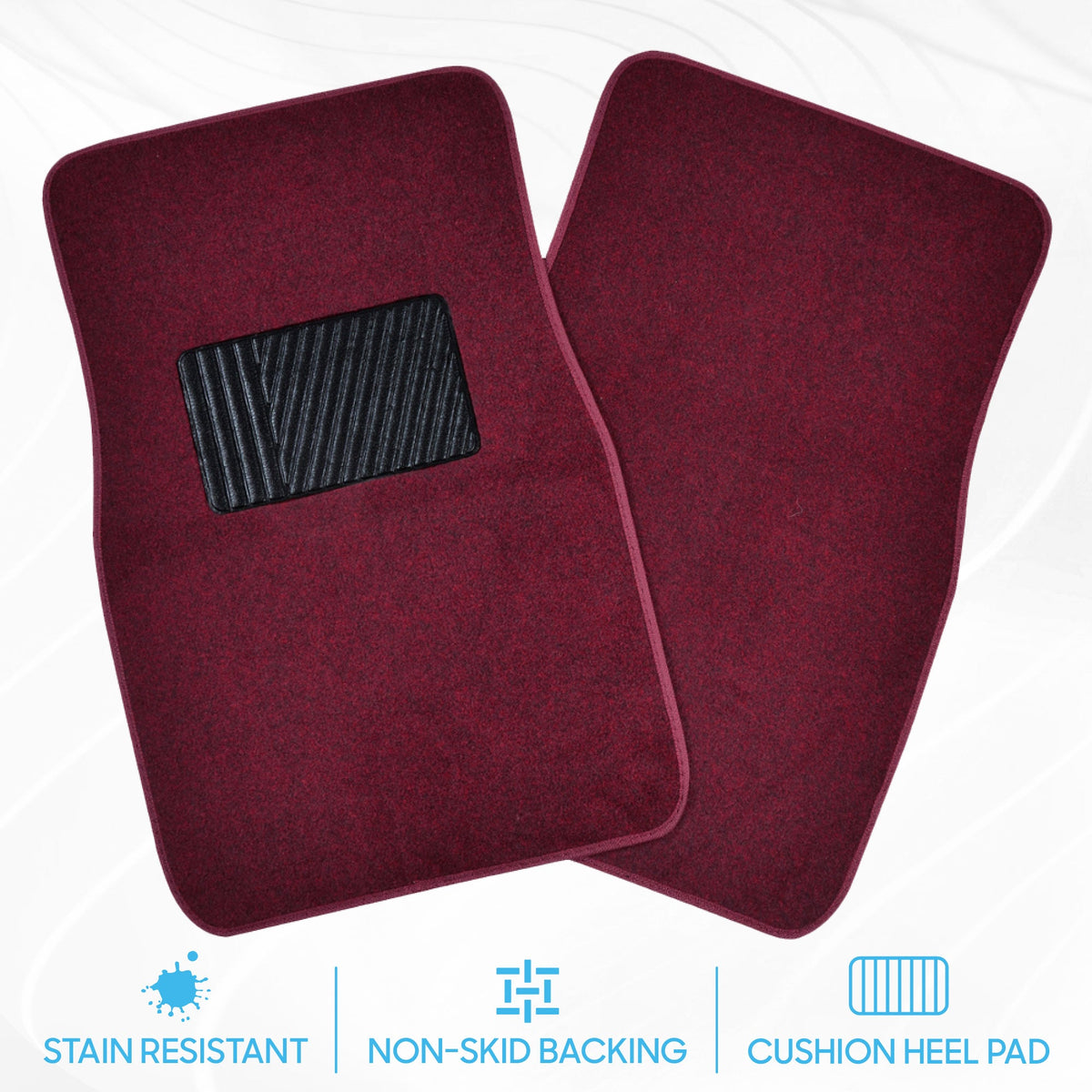 BDK 4-Piece Premium Carpet Non-Slip Heel Pad Front Floor Mats and Rear Floor Mats