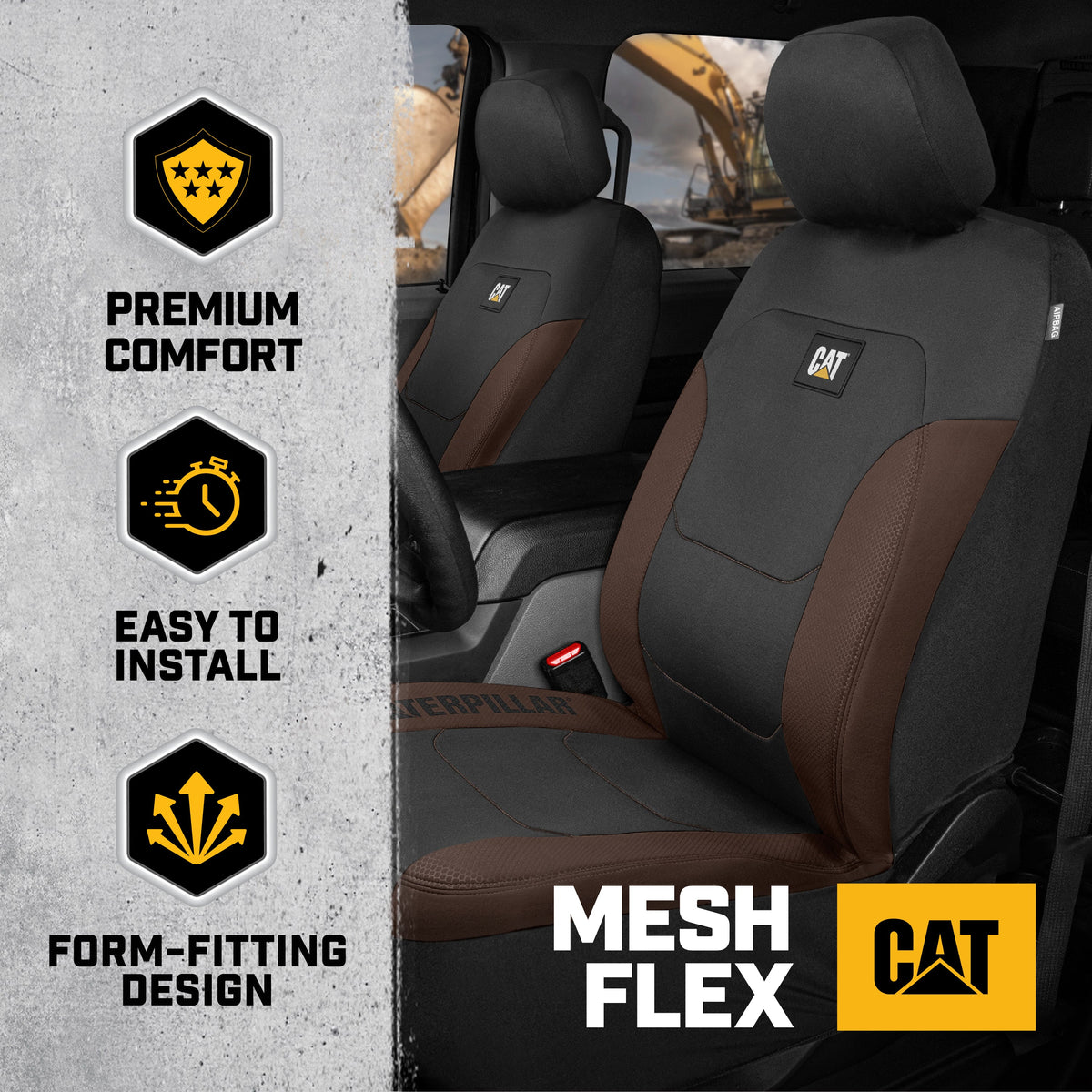 Cat® Flexfit™ Automotive Seat Covers for Cars Trucks and SUVs (Set of 2) - Car Seat Covers for Front Seats, Truck Seat Protectors , Auto Interior Covers