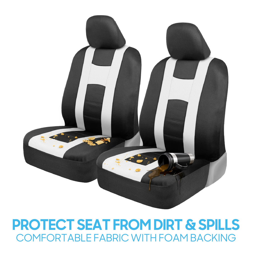 BDK 9-Piece Rome Sport Front Seat Covers and Rear Seat Covers - Black/White