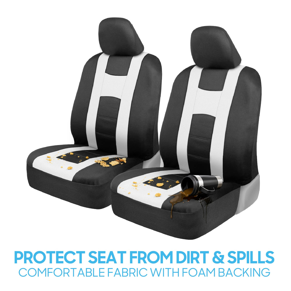 BDK 9-Piece Rome Sport Front Seat Covers and Rear Seat Covers - Black/White