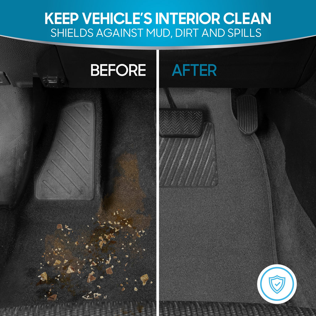 BDK 4-Piece Premium Carpet Non-Slip Heel Pad Front Floor Mats and Rear Floor Mats