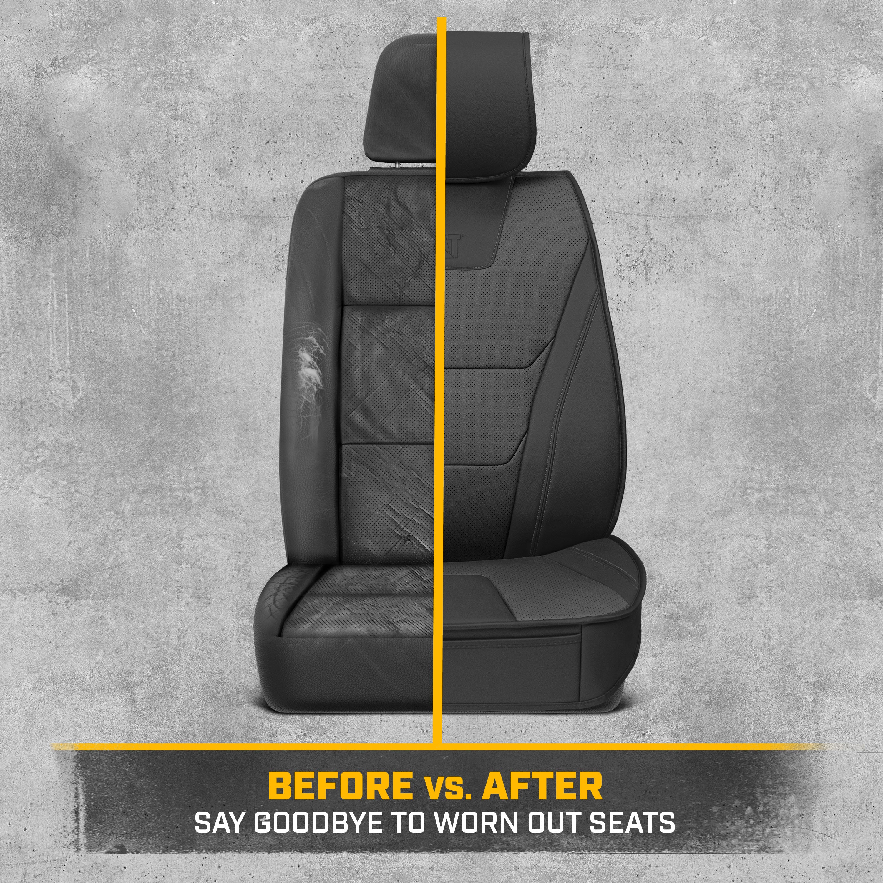 CAT® Edge Deluxe Car Seat Covers for Front Seats - Premium Two-Tone Faux Leather Seat Covers for Cars with Universal Fit, Rugged Automotive Seat Covers for Trucks, Interior Seat Covers for SUV