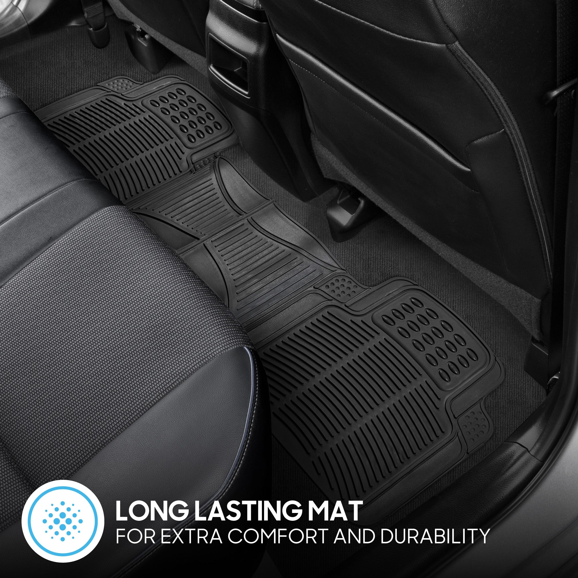 BDK 3-Piece ProLiner Front Floor Mats and Rear Floor Mats - Heavy Duty, All Weather, Trim to Fit