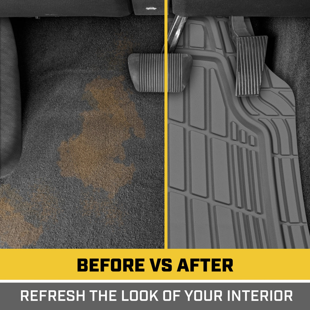 CAT 3-Piece ToughRide Rubber Front Floor Mats and Rear Floor Mats - Heavy Duty, All Weather, Trim to Fit