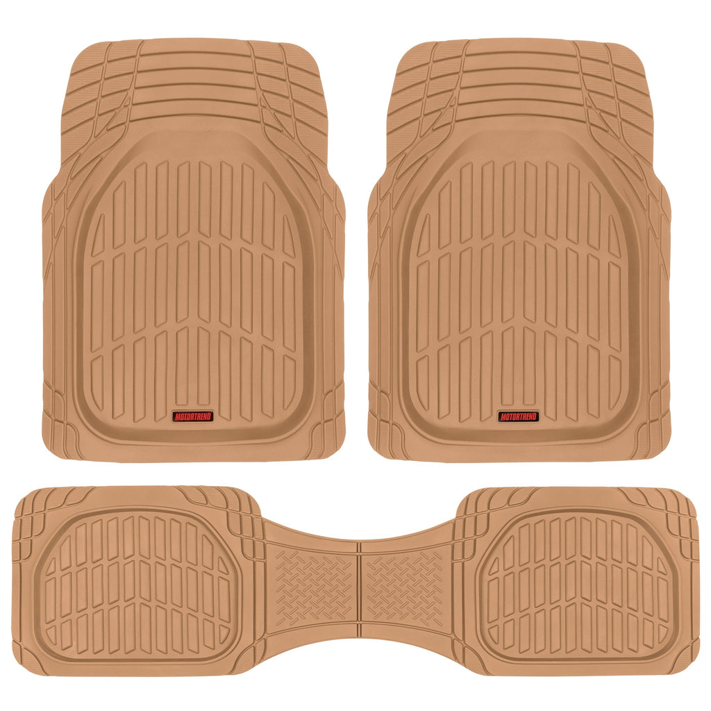 MotorTrend 3-Piece FlexTough Deep Dish Front Floor Mats and Rear Floor Mat - Heavy Duty, All Weather, Trim to Fit
