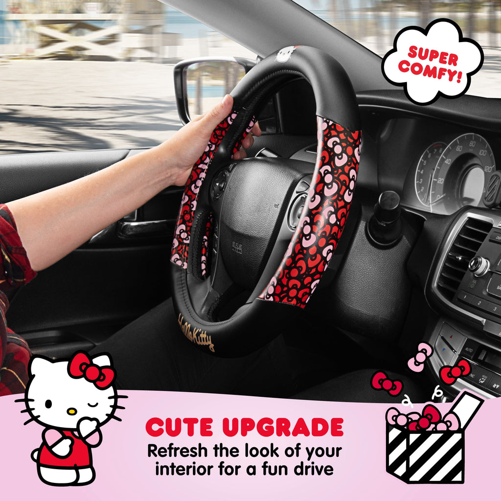 Carbella Sanrio Hello Kitty Bows Steering Wheel Cover (Fits 14.5" - 15")