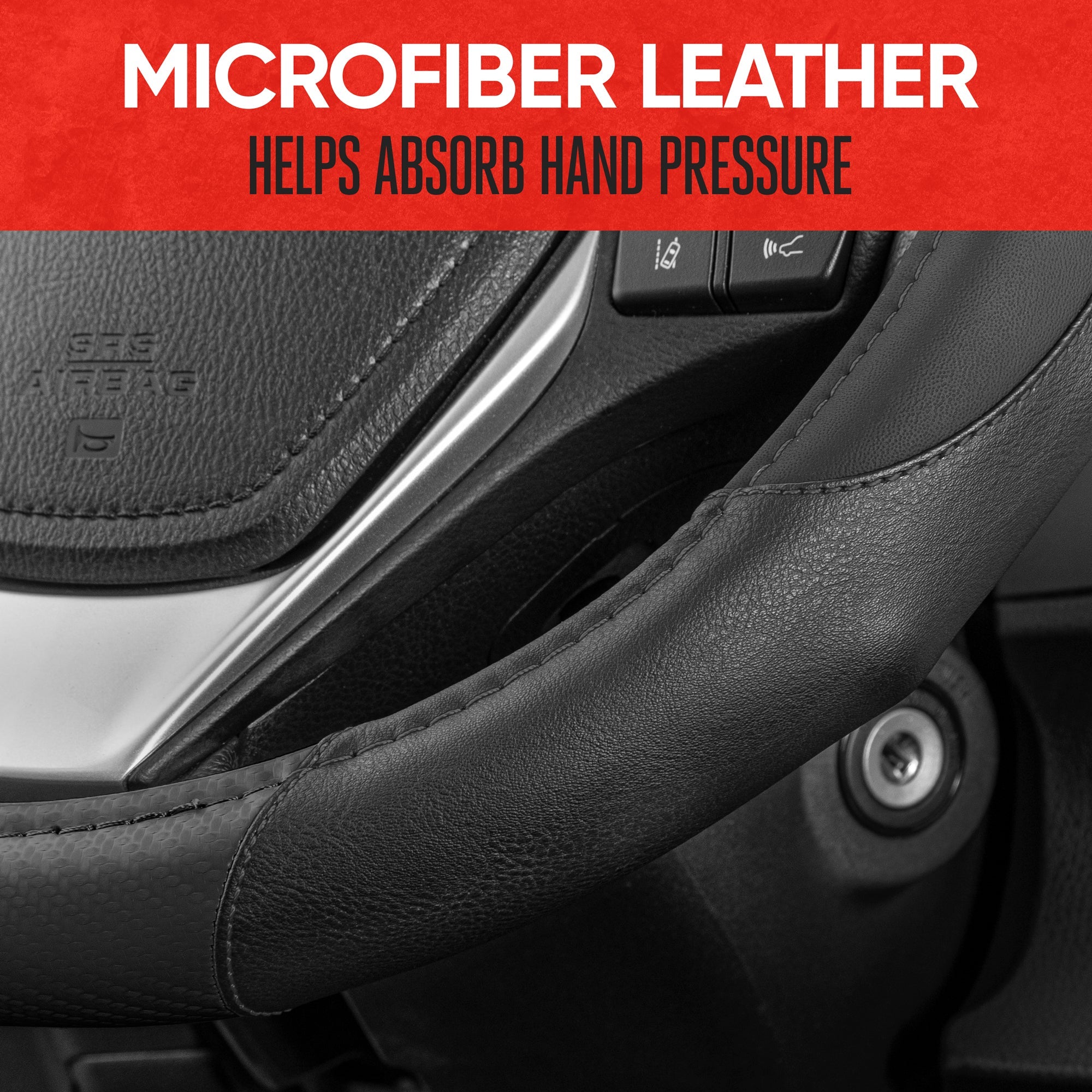 MotorTrend GripDrive Carbon Fiber Weave Ergonomic Grip Steering Wheel Cover (Fits 14.5" - 15.5")