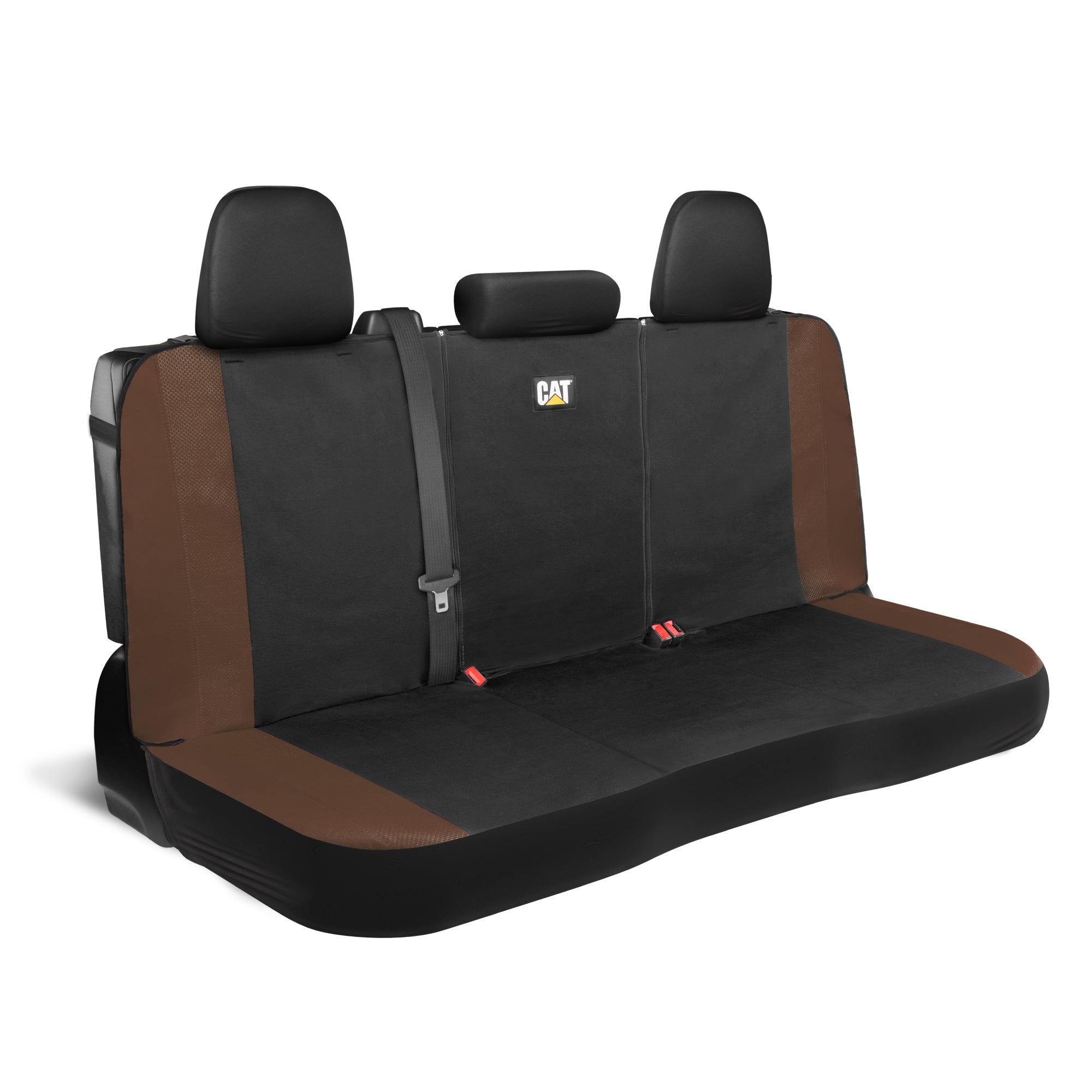 Cat Flexfit Brown Rear Seat Cover for Car – Durable Canvas & Mesh Design 60/40 Split Bench Protector for Cars, Trucks & SUVs – Back Seat Cover for Rear Bench – Interior Car Accessory