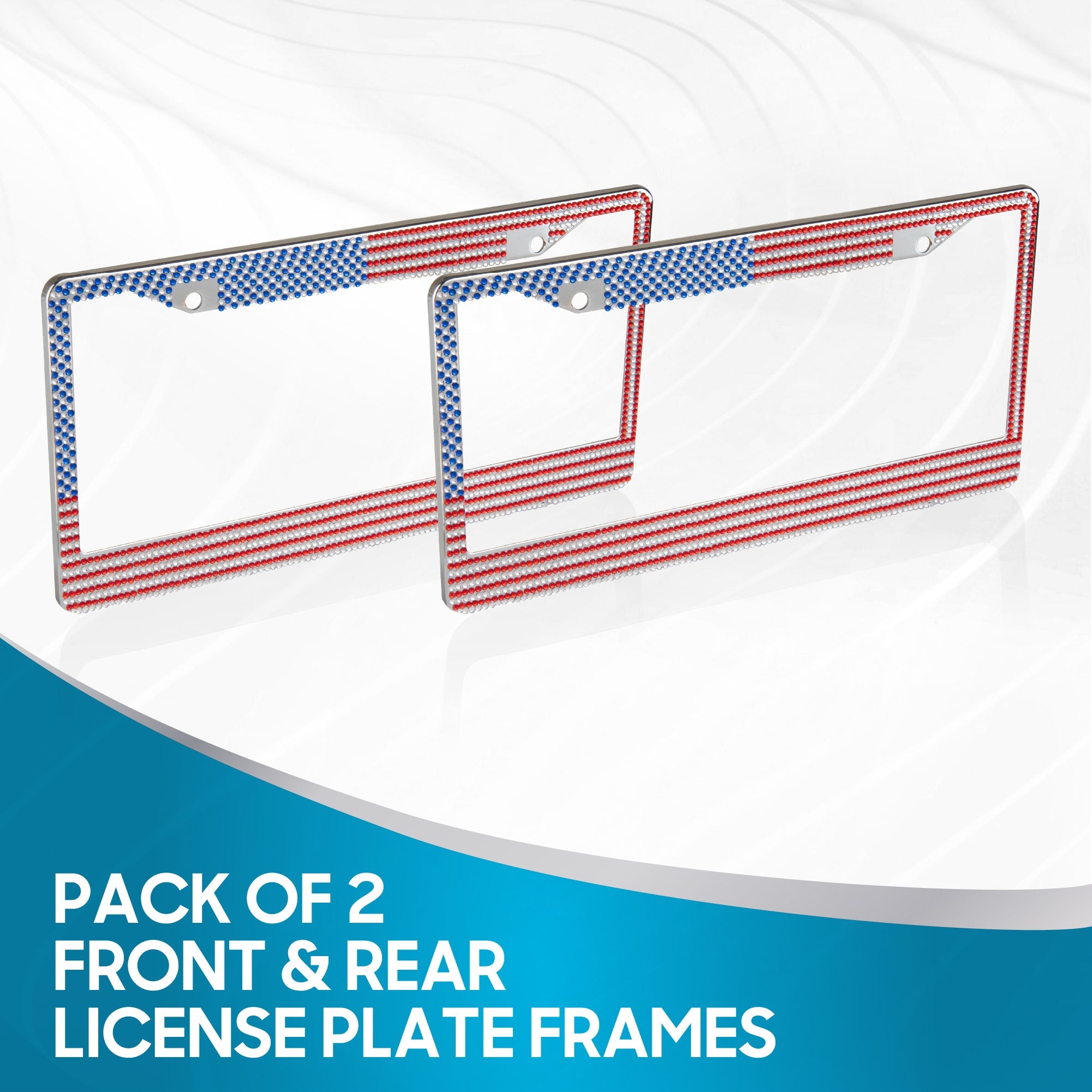 Chrome Plated Rust-Proof Die-Cast Stainless Metal License Plate Frame/Holder Universal Size - Blank Metal Design (Pack of 2)