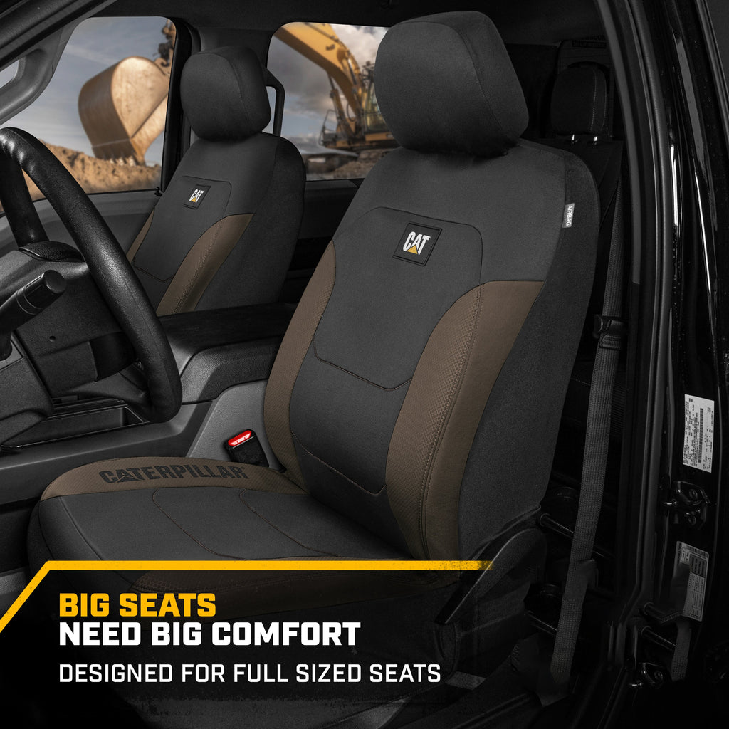 Cat® FlexFit™ Black Beige Seat Covers for Cars, Trucks, & SUV - Set of (2) Front Car Seat Cover Front Seat Protectors - Airbag Compatible Seat Covers for SUV Interior Covers & Seat Cover Accessories