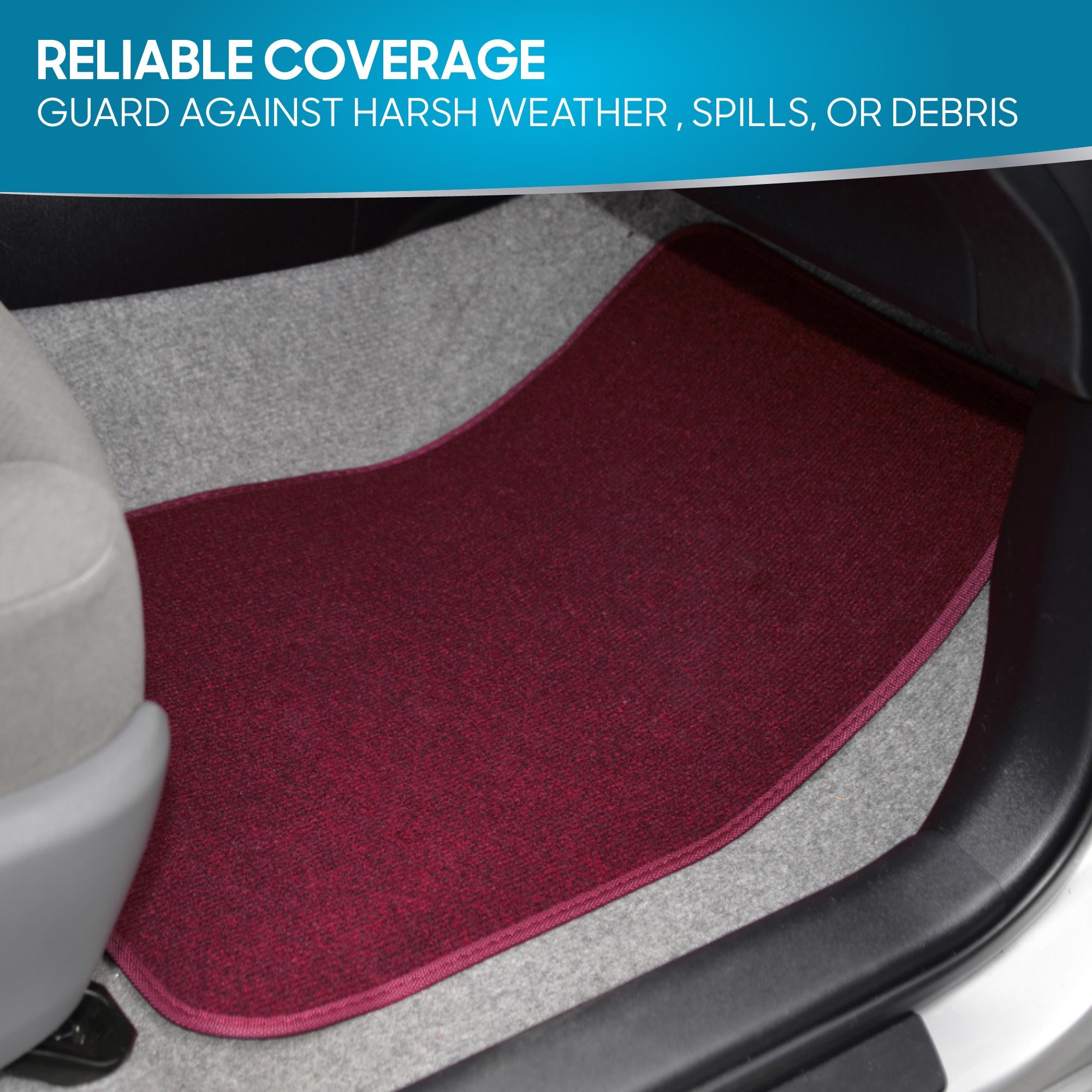 BDK 4-Piece Premium Carpet Non-Slip Heel Pad Front Floor Mats and Rear Floor Mats
