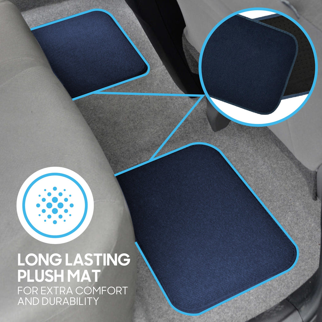 BDK 4-Piece Premium Carpet Non-Slip Heel Pad Front Floor Mats and Rear Floor Mats