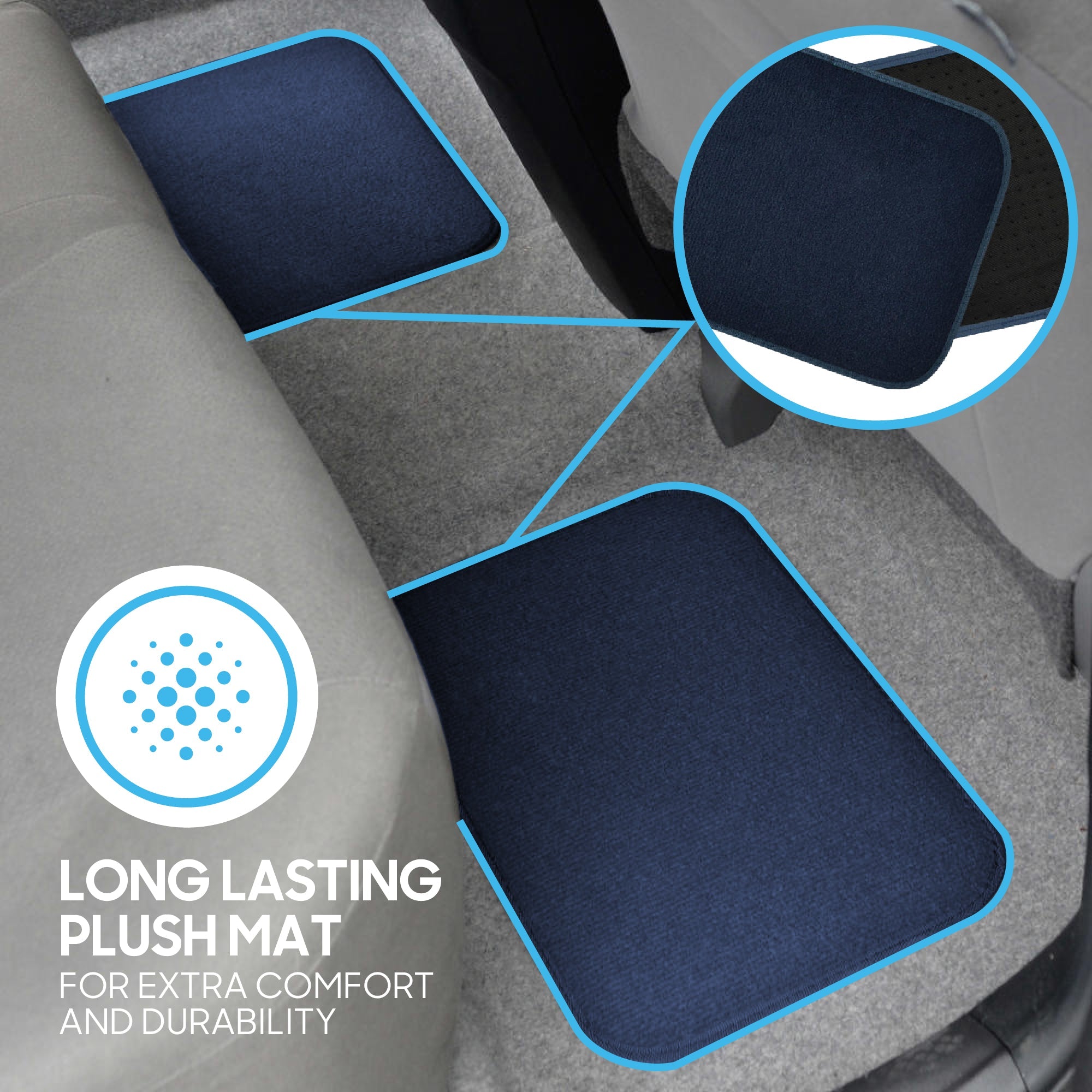 BDK 4-Piece Premium Carpet Non-Slip Heel Pad Front Floor Mats and Rear Floor Mats