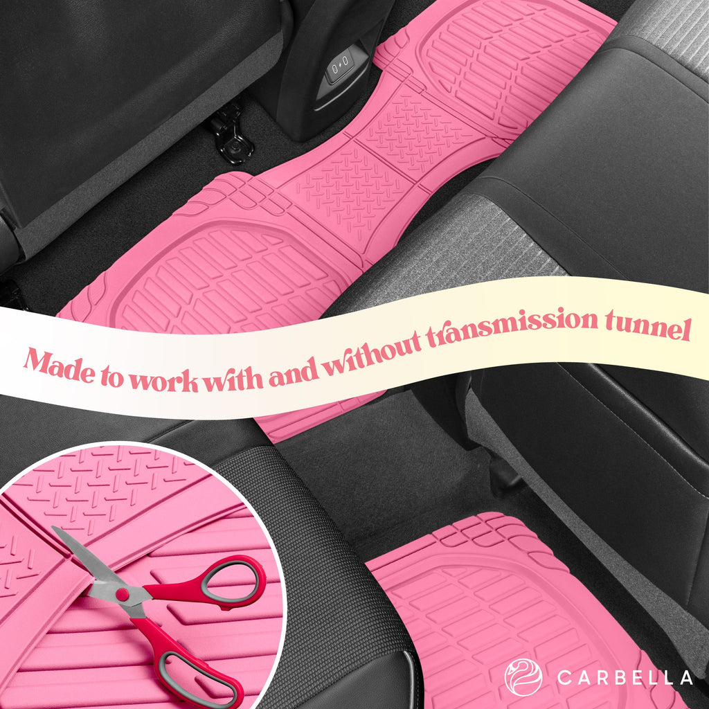 Carbella 3-Piece FlexTough Deep Dish Rubber Front Floor Mats and Rear Floor Mats - Heavy Duty, All Weather, Trim to Fit