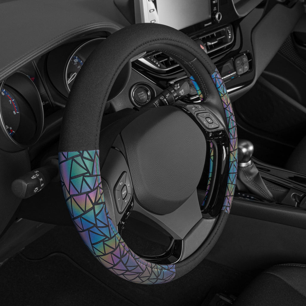 BDK Geometric Prism Sparkle Steering Wheel Cover (Fits 14.5" - 15.5")
