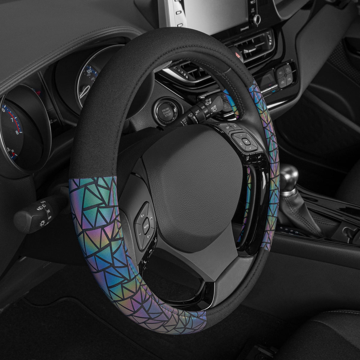 BDK Geometric Prism Sparkle Steering Wheel Cover (Fits 14.5" - 15.5")