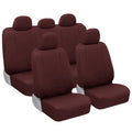 BDK 9-Piece Burgundy Leather Car Seat Cover Full Set, Front Seat Cover and Rear Bench Seat Cover Universal Fit Car Seat Covers for Cars Trucks SUVs Vans, Complete Full Coverage Protection For Vehicles