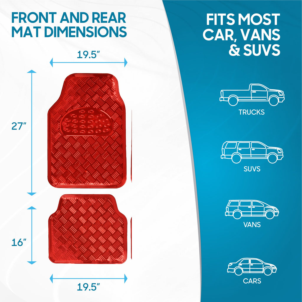 BDK 4-Piece Translucent Centered Cushioned Grip Pad Front Floor Mats and Rear Floor Mats - Heavy Duty, All Weather
