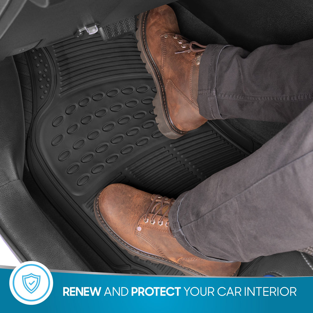BDK 3-Piece ProLiner Front Floor Mats and Rear Floor Mats - Heavy Duty, All Weather, Trim to Fit