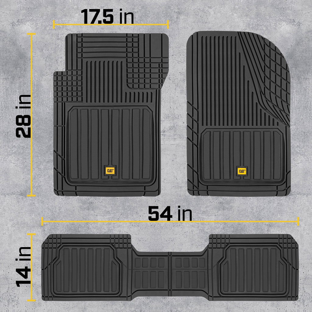 CAT 3-Piece ToughLiner Front Floor Mats and Rear Floor Mats - Heavy Duty, All Weather, Trim to Fit