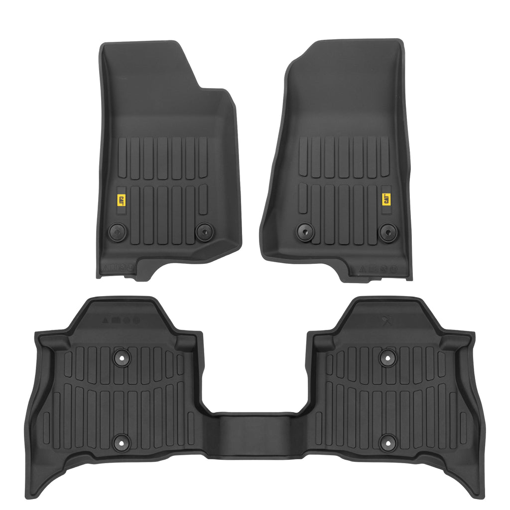 CAT 3-Piece JustFit™ 3D Front Liner Mats and Rear Liner Mats for Jeep Wrangler 4XE (2021 - 2026) - Heavy Duty, All Weather, Custom Fit