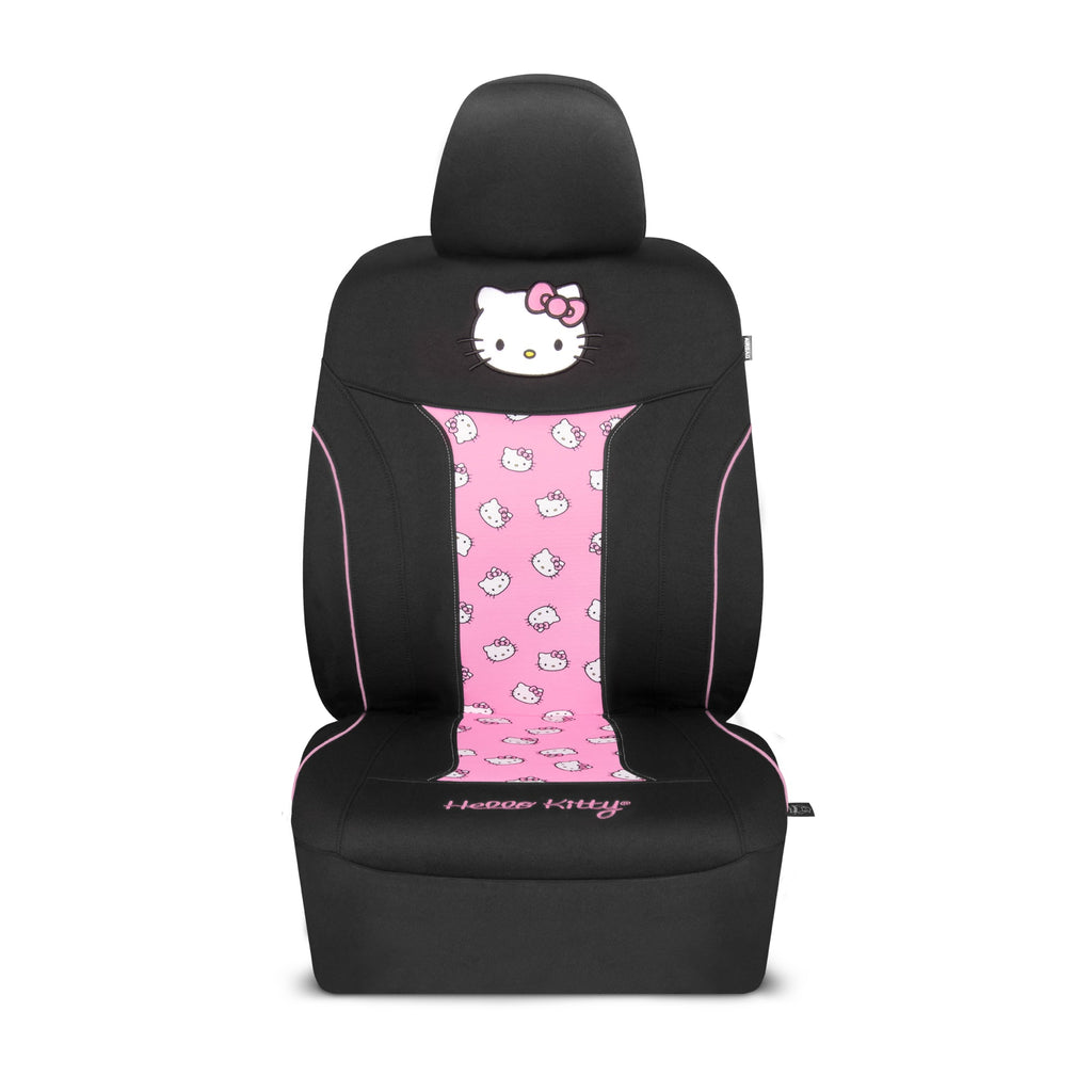 Hello Kitty Car Seat Cover - Cute and Durable Pink Front Seat Cover, Adorable Hello Kitty Design, Comfortable and Long-Lasting Polyester, Car Accessories Gift Hello Kitty Accessories 1pc Black/Pink