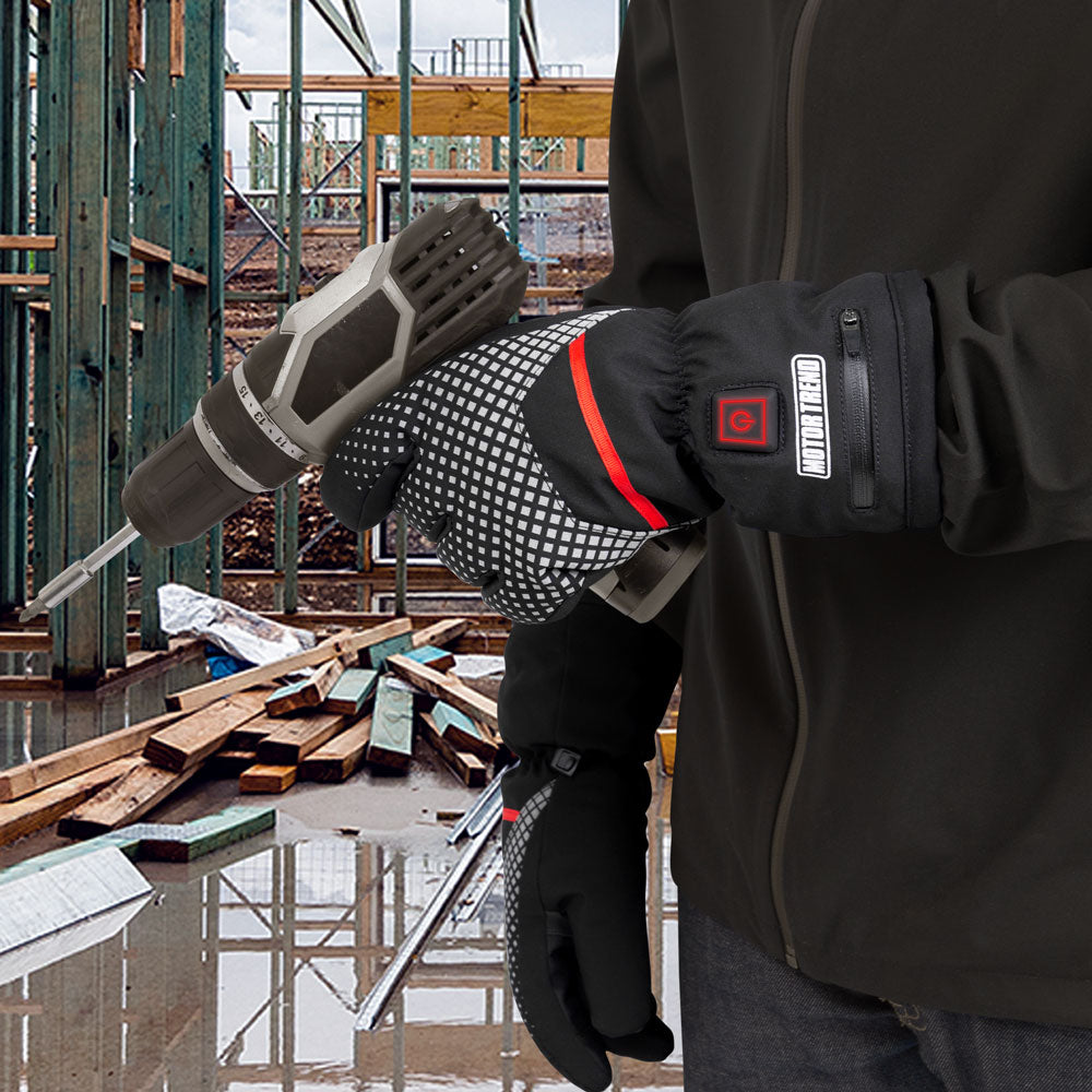 Motor Trend Max-Heat Heated Gloves - Rechargeable Hand Warmers with 3 Temperature Settings and Thermal Insulating Technology