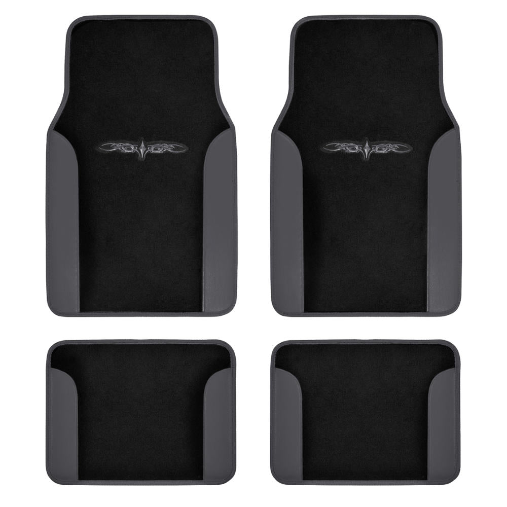 BDK 4-Piece Design Print Carpet Front Floor Mats and Rear Floor Mats