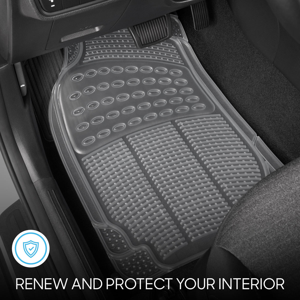 BDK 4-Piece Cushioned Grip Pad Front Floor Mats and Rear Floor Mats - Heavy Duty, All Weather, Trim to Fit