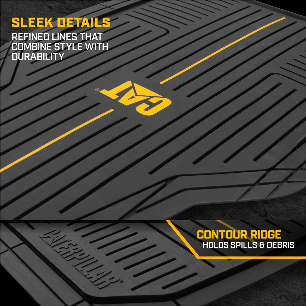 CAT® Heavy-Duty 4 Piece Black Floor Mats for Cars, Trucks & SUVs – Trim-to-Fit All-Weather Rubber Car Mats Full Set, Waterproof Interior Accessories, Car Rug Protection & Automotive Floor Liners