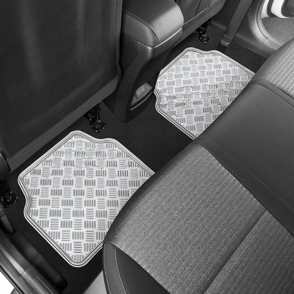 BDK 4-Piece Translucent Centered Cushioned Grip Pad Front Floor Mats and Rear Floor Mats - Heavy Duty, All Weather