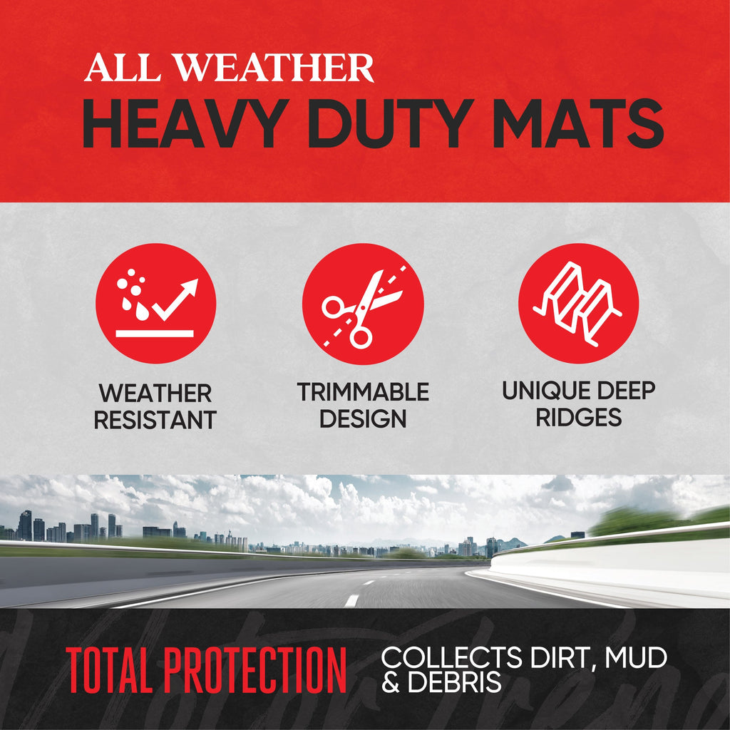 MotorTrend 3-Piece FlexTough Advanced Rubber Multi-Channel Front Floor Mats and Rear Floor Mat