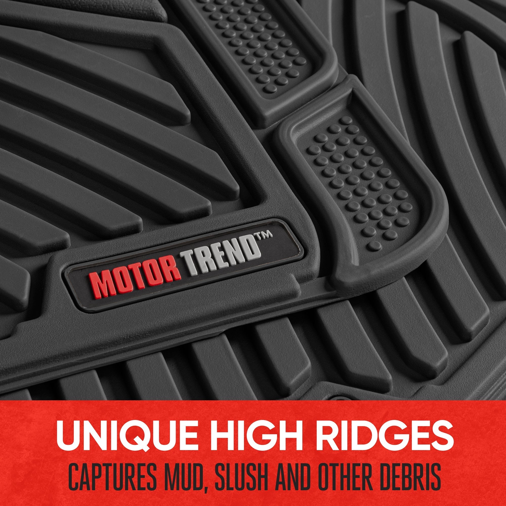 MotorTrend 3-Piece FlexTough Performance Deep Channel Front Floor Mats and Rear Floor Mat - Heavy Duty, All Weather, Trim to Fit