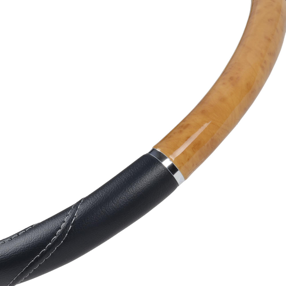 MotorTrend Wood Grain Soft Leather Grip Steering Wheel for Big Rigs, Trailers, Trucks (Fits 18")