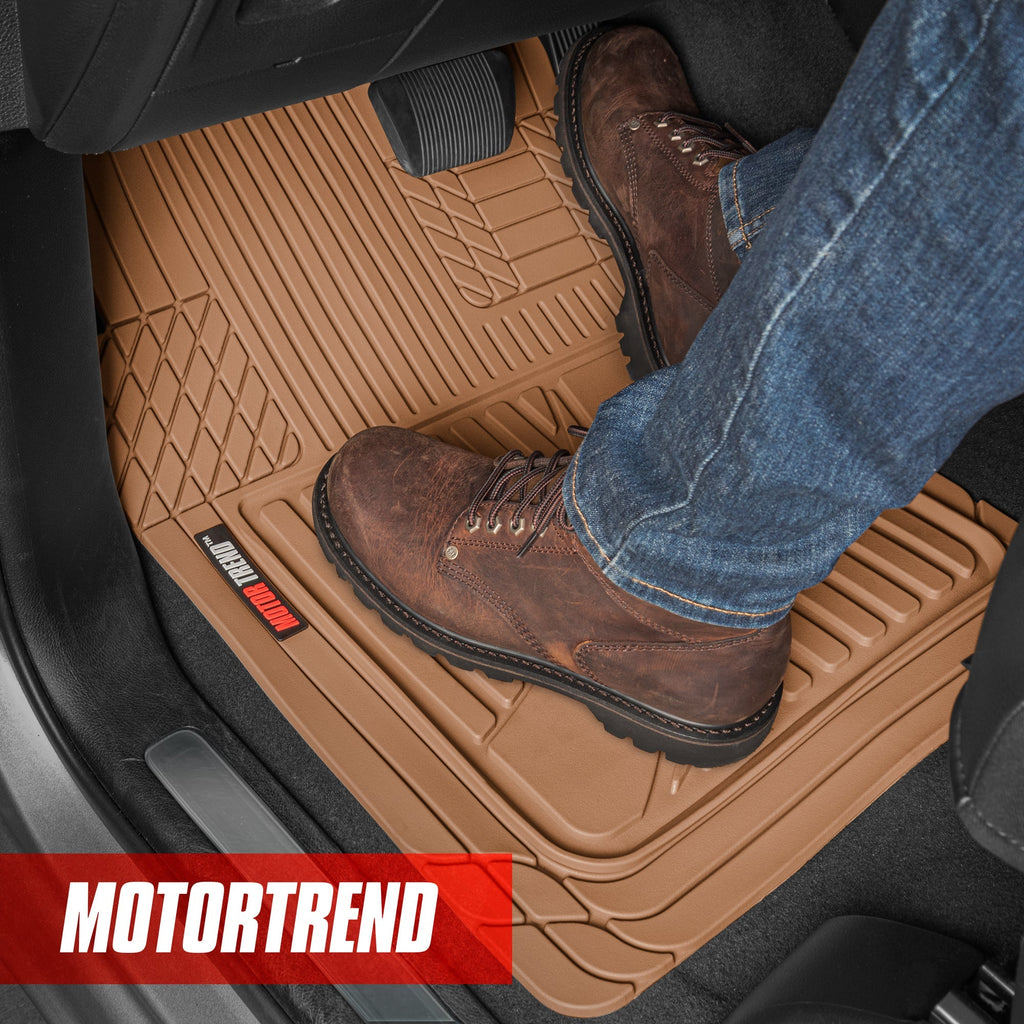 MotorTrend 3-Piece FlexTough Advanced Rubber Multi-Channel Front Floor Mats and Rear Floor Mat