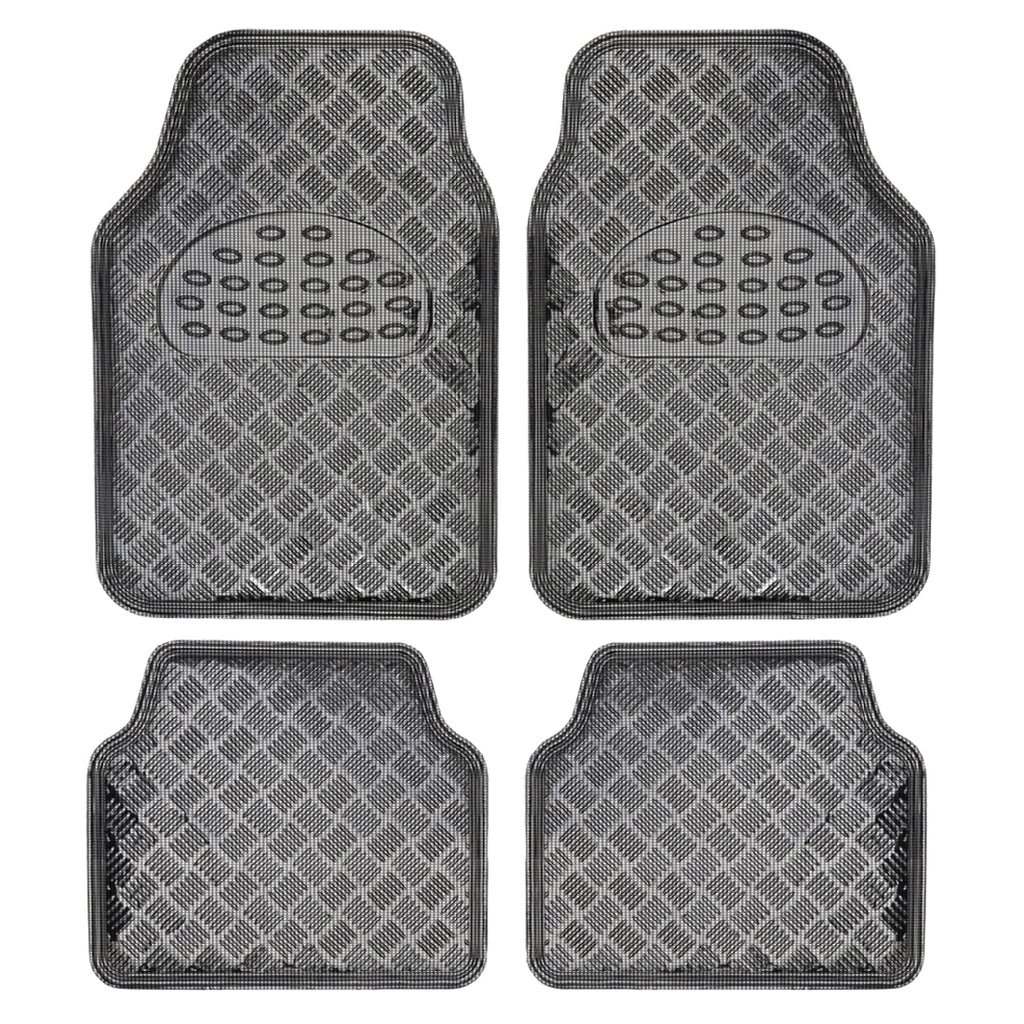 BDK 4-Piece Translucent Centered Cushioned Grip Pad Front Floor Mats and Rear Floor Mats - Heavy Duty, All Weather