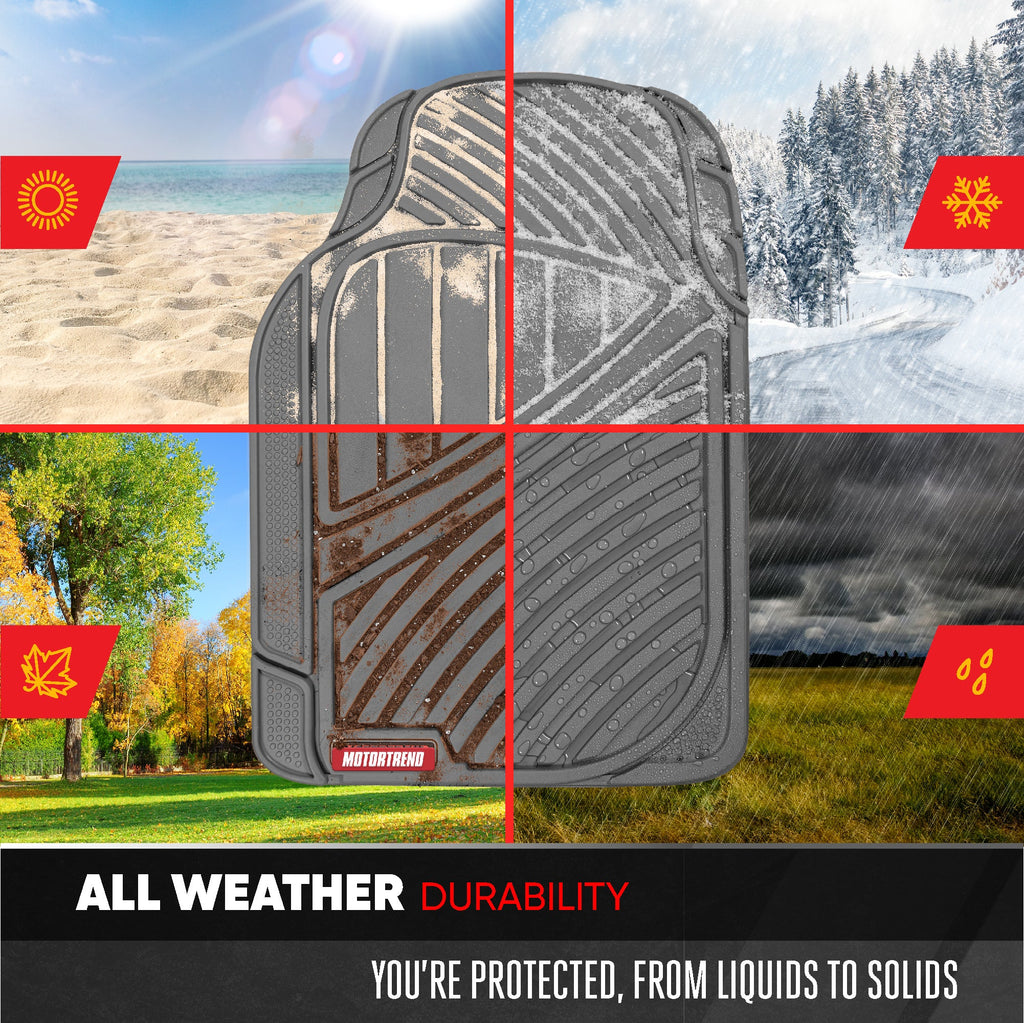 MotorTrend 4-Piece 3-Rows Extra-High Ridgeline Front Floor Mats, Middle Floor Mat, and Rear Floor Mat