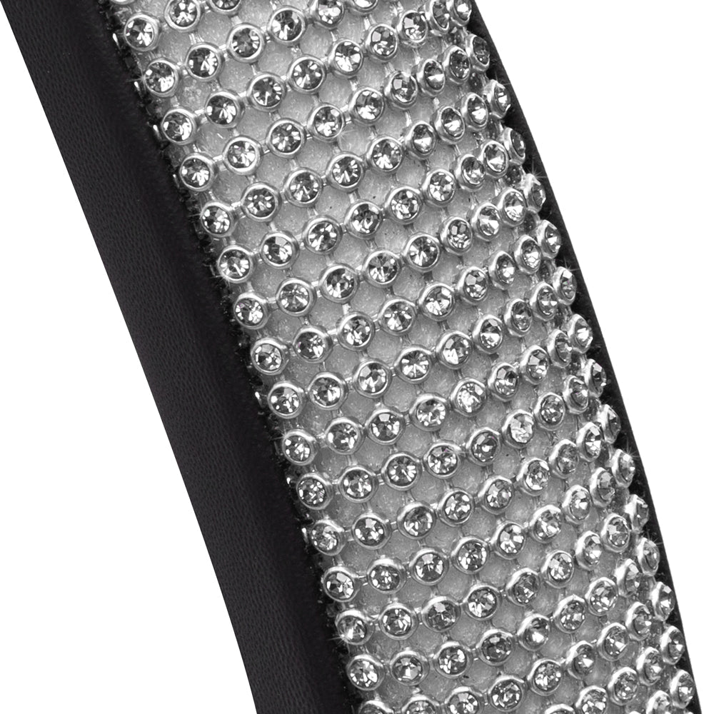Carbella Bling Rhinestones Leatherette Steering Wheel Cover (Fits 14.5" - 15.5")