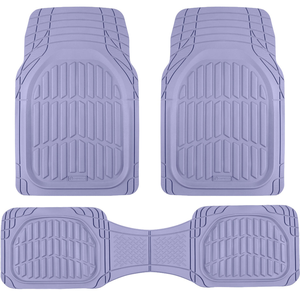 Carbella 3-Piece Front Floor Mats and Rear Floor Mats - Heavy Duty Deep Dish - Lavender