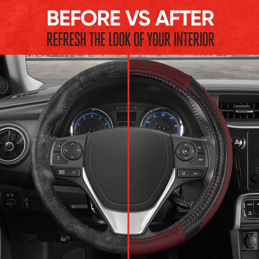 MotorTrend GripTech Enhanced Traction Steering Wheel Cover (Fits 14.5" - 15.5")