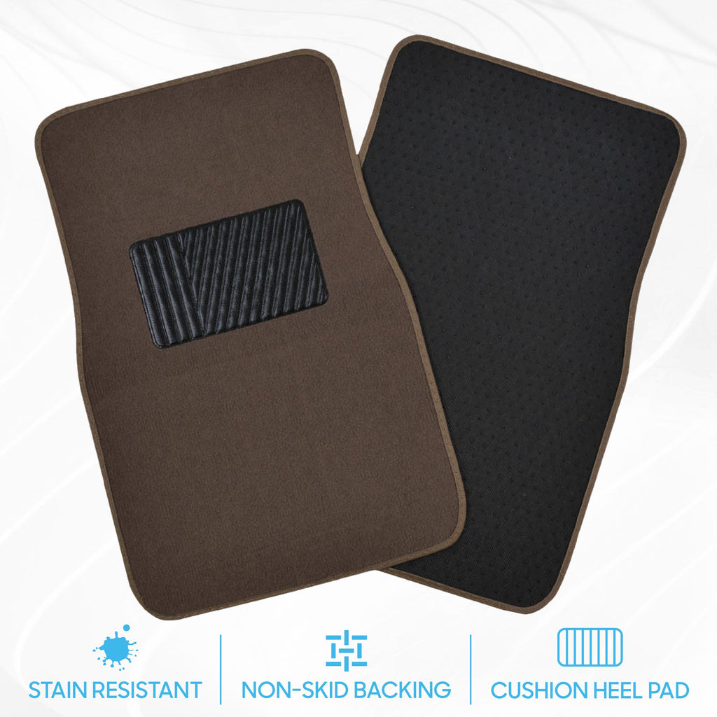BDK 4-Piece Premium Carpet Non-Slip Heel Pad Front Floor Mats and Rear Floor Mats