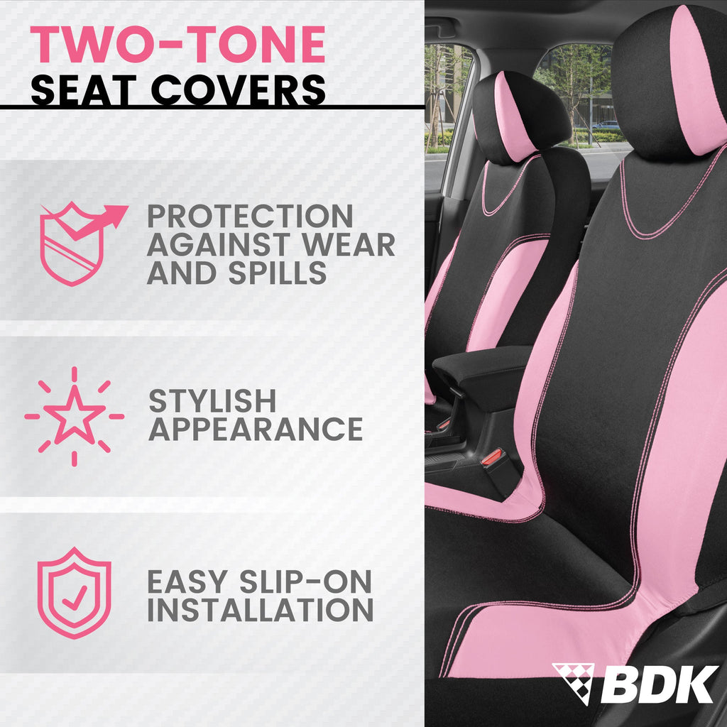 BDK 9-Piece UltraSleek Two-Tone Front Seat Covers and Rear Seat Covers