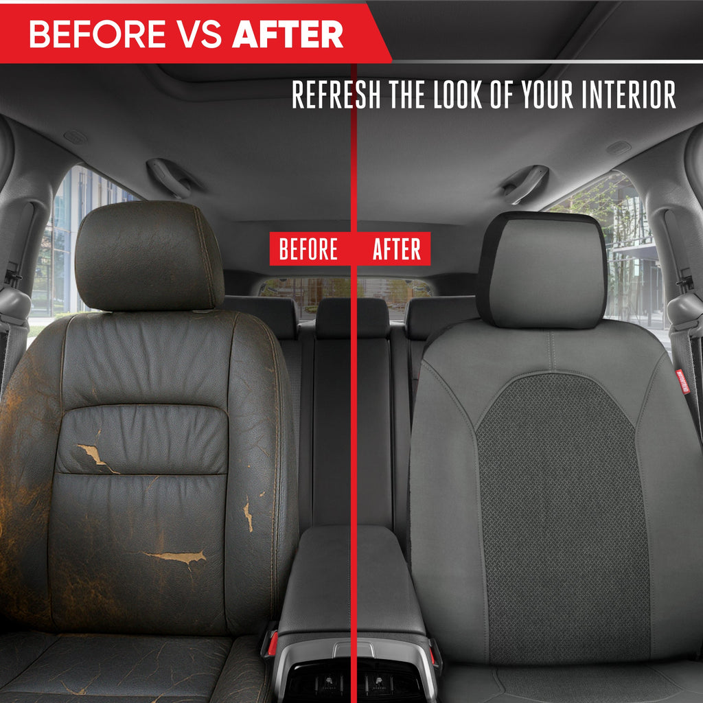 Motor Trend Charcoal Gray Car Seat Covers Set - 2 Front Seats – Spill-Proof Neoprene CarSeat Cover Protector for Cars – Automotive Interior Car Accessories for SUV & Small Trucks – Semi Universal Fit