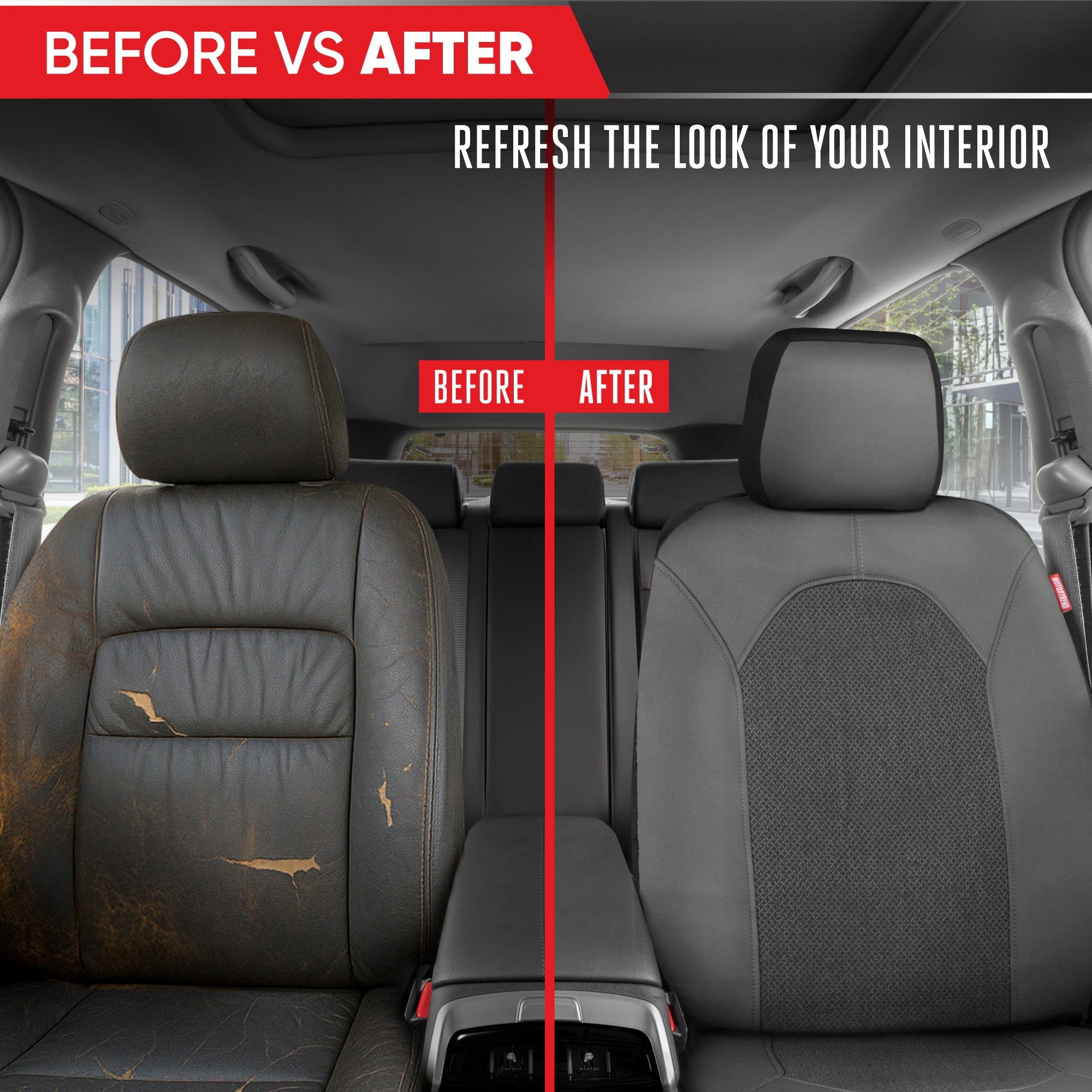 Motor Trend Charcoal Gray Car Seat Covers Set - 2 Front Seats – Spill-Proof Neoprene CarSeat Cover Protector for Cars – Automotive Interior Car Accessories for SUV & Small Trucks – Semi Universal Fit