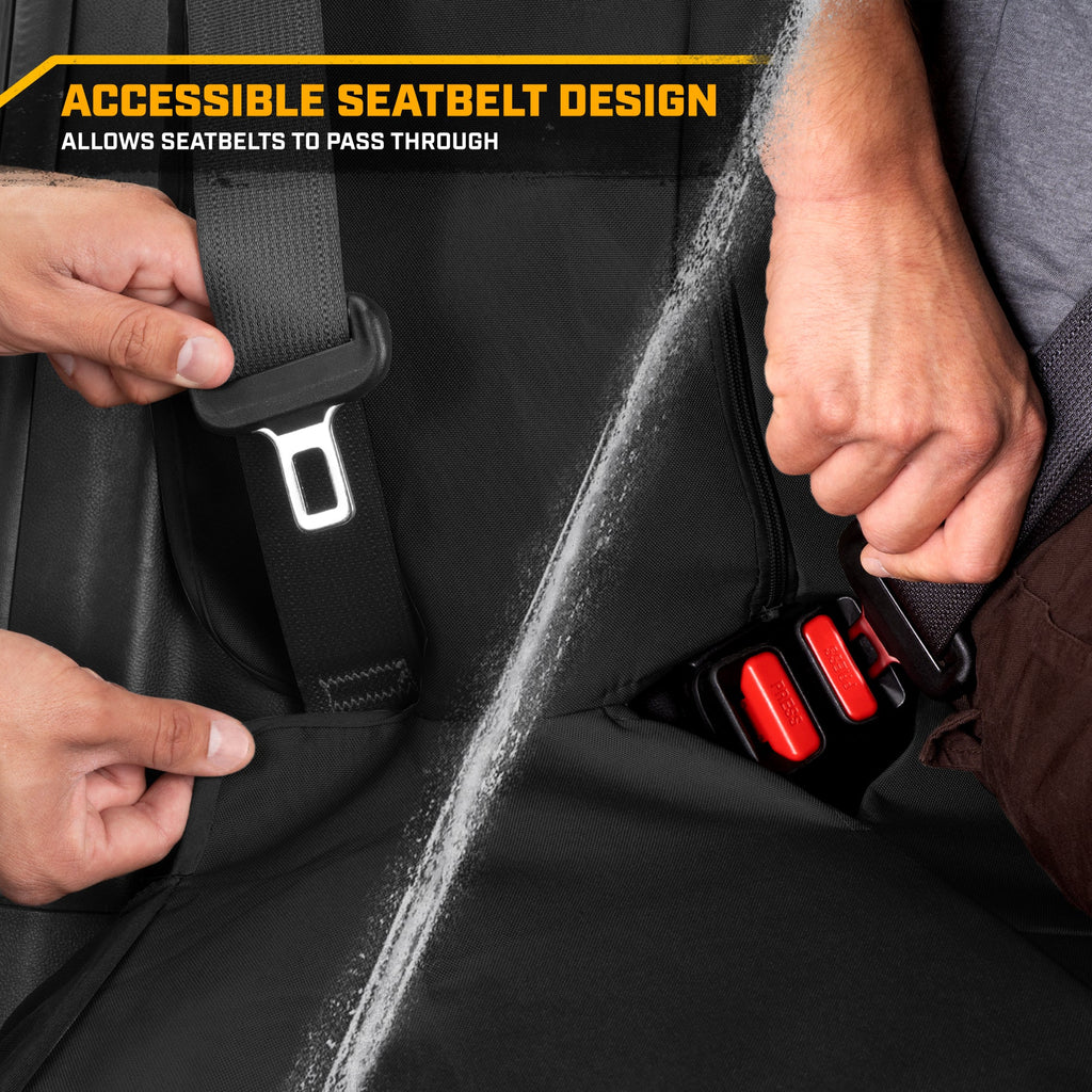 CAT Black Rear Seat Cover for Trucks, Cars & SUVs – Heavy-Duty Oxford Canvas – 60/40 Split Bench Protector – Durable Back Seat Cover for Work Trucks, Pets, Travel – Car & Truck Interior Accessory
