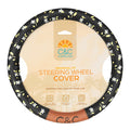 C&C California Car Steering Wheel Cover Floral Daisy Flowers, Non Slip Black Leather Steering Wheel Cover for Women Men, Cute Comfortable Soft Easy Installation Universal Fit (Fits 14.5"-15.5" Inches)